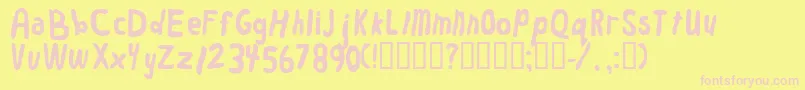 Worm Font – Pink Fonts on Yellow Background