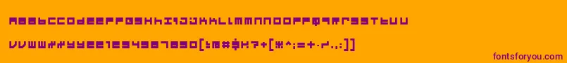 Micro ffy-Schriftart – Violette Schriften auf orangefarbenem Hintergrund