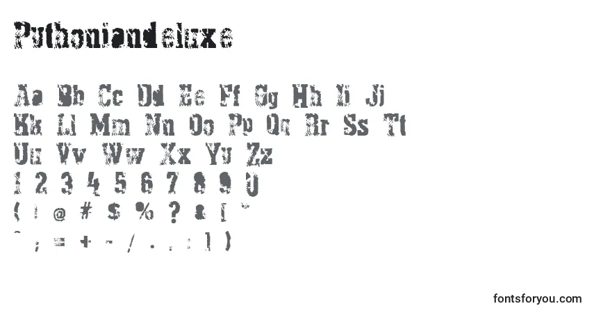 Schriftart Pythoniandeluxe (111572) – Alphabet, Zahlen, spezielle Symbole