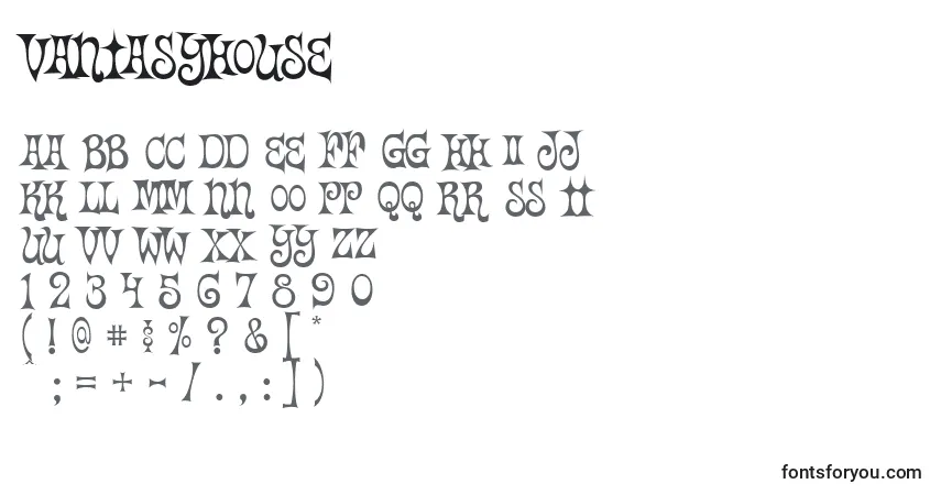 Schriftart Vantasyhouse – Alphabet, Zahlen, spezielle Symbole