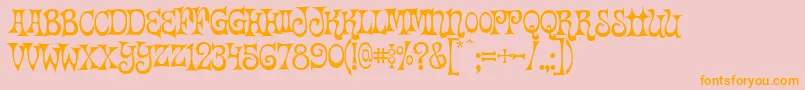 Vantasyhouse-Schriftart – Orangefarbene Schriften auf rosa Hintergrund