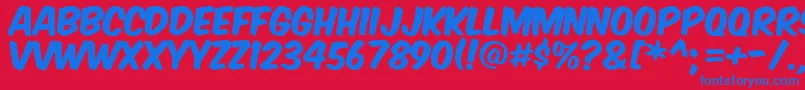 Komikax Font – Blue Fonts on Red Background