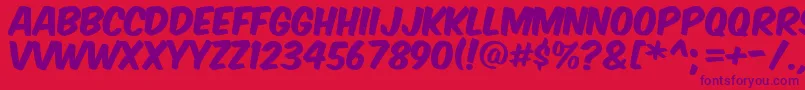 Fonte Komikax – fontes roxas em um fundo vermelho