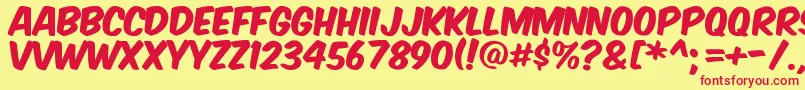 Komikax-Schriftart – Rote Schriften auf gelbem Hintergrund