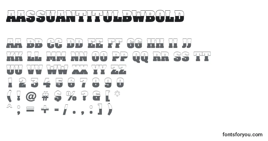 A fonte AAssuantitulbwBold – alfabeto, números, caracteres especiais