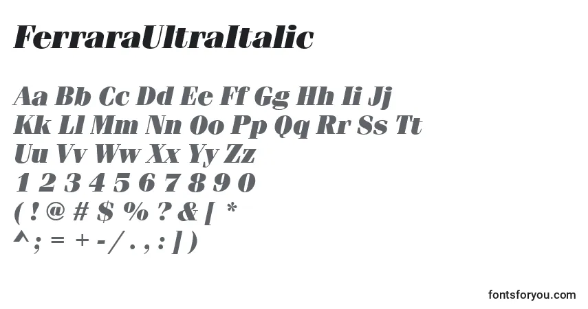 Police FerraraUltraItalic - Alphabet, Chiffres, Caractères Spéciaux