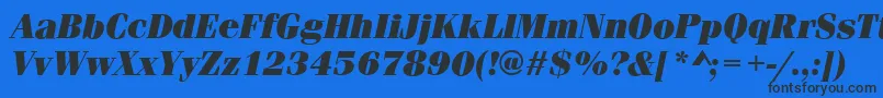 Fonte FerraraUltraItalic – fontes pretas em um fundo azul