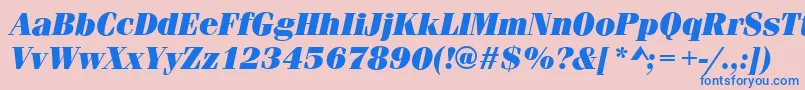 Czcionka FerraraUltraItalic – niebieskie czcionki na różowym tle