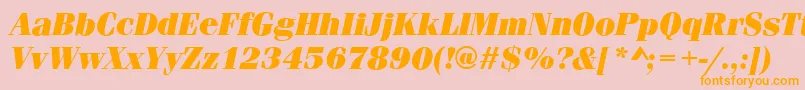 Czcionka FerraraUltraItalic – pomarańczowe czcionki na różowym tle