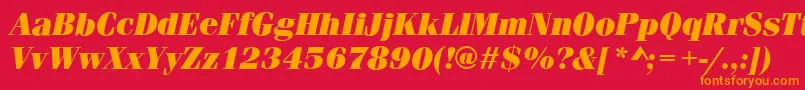 Шрифт FerraraUltraItalic – оранжевые шрифты на красном фоне