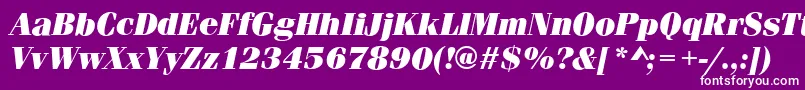 Fonte FerraraUltraItalic – fontes brancas em um fundo violeta