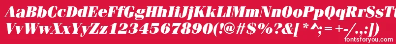 Czcionka FerraraUltraItalic – białe czcionki na czerwonym tle