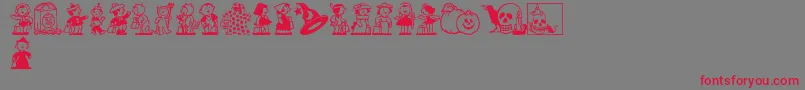 TricksNTreats-Schriftart – Rote Schriften auf grauem Hintergrund