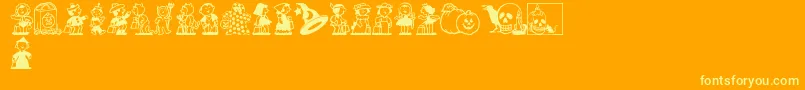 TricksNTreats Font – Yellow Fonts on Orange Background