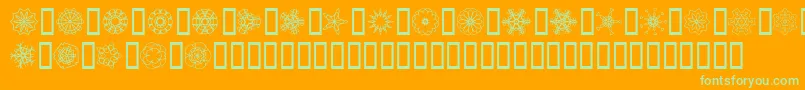 JiKaleidoscopeBats Font – Green Fonts on Orange Background