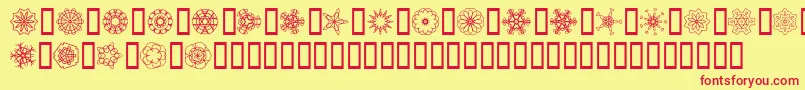 JiKaleidoscopeBats-Schriftart – Rote Schriften auf gelbem Hintergrund