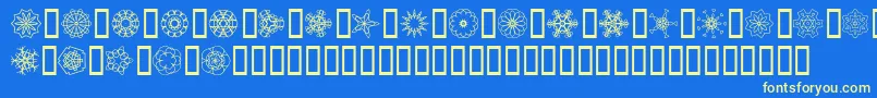 JiKaleidoscopeBats-Schriftart – Gelbe Schriften auf blauem Hintergrund