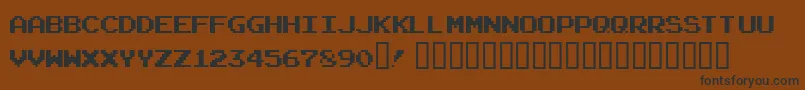 Weitere Informationen zur Arcadeclassic-Schriftart Arcadeclassic-Schriftart – Schwarze Schriften auf braunem Hintergrund