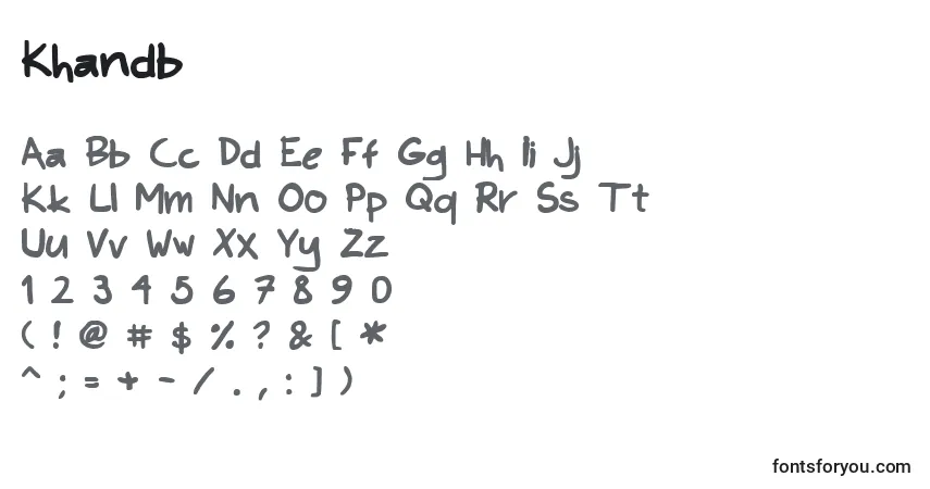 Шрифт Khandb – алфавит, цифры, специальные символы