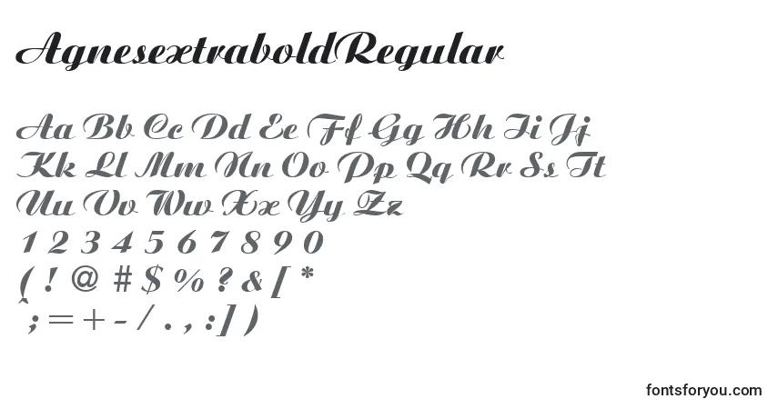 A fonte AgnesextraboldRegular – alfabeto, números, caracteres especiais