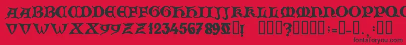 フォントZamolxisV – 赤い背景に黒い文字