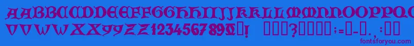 ZamolxisV-Schriftart – Violette Schriften auf blauem Hintergrund
