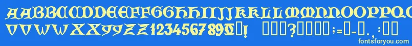 ZamolxisV Font – Yellow Fonts on Blue Background