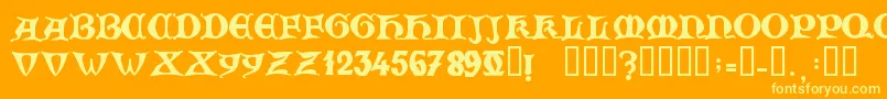 Fonte ZamolxisV – fontes amarelas em um fundo laranja