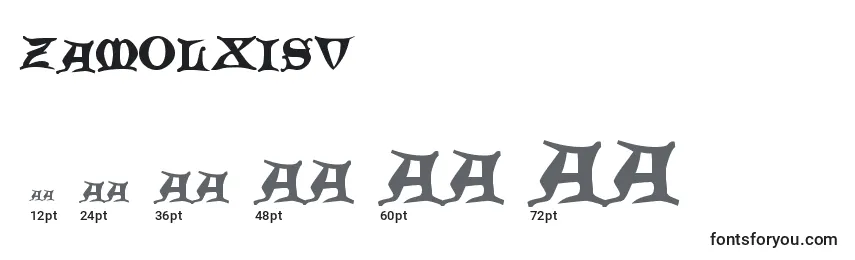 Размеры шрифта ZamolxisV