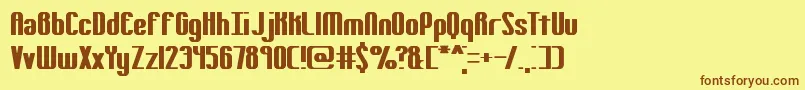 フォントYieldingBrk – 茶色の文字が黄色の背景にあります。