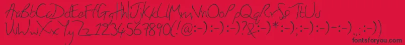 Fonte HoneyIStoleYourJumper – fontes pretas em um fundo vermelho