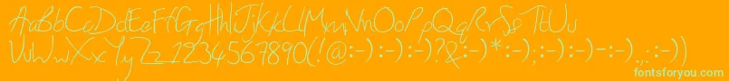 Fonte HoneyIStoleYourJumper – fontes verdes em um fundo laranja