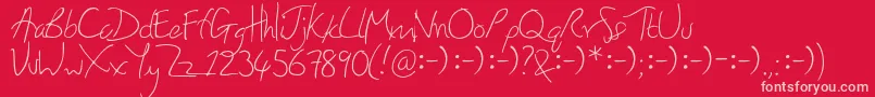 HoneyIStoleYourJumper-Schriftart – Rosa Schriften auf rotem Hintergrund