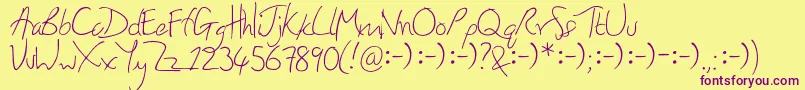Шрифт HoneyIStoleYourJumper – фиолетовые шрифты на жёлтом фоне