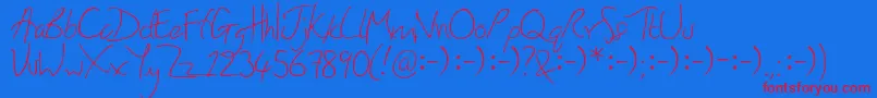 フォントHoneyIStoleYourJumper – 赤い文字の青い背景