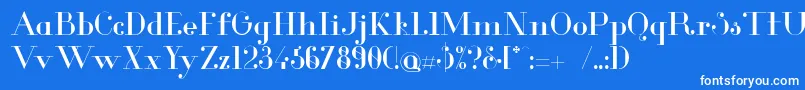 Więcej informacji o czcionce GlamorRegular Czcionka GlamorRegular – białe czcionki na niebieskim tle