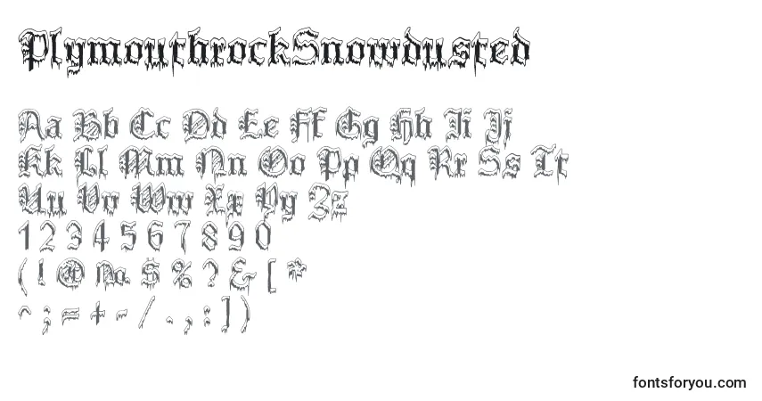 A fonte PlymouthrockSnowdusted – alfabeto, números, caracteres especiais