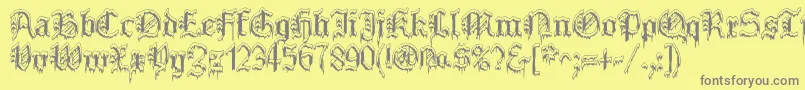 PlymouthrockSnowdusted-Schriftart – Graue Schriften auf gelbem Hintergrund