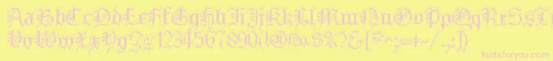 フォントPlymouthrockSnowdusted – ピンクのフォント、黄色の背景