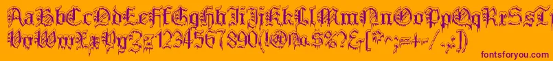 PlymouthrockSnowdusted-Schriftart – Violette Schriften auf orangefarbenem Hintergrund