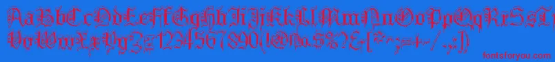 フォントPlymouthrockSnowdusted – 赤い文字の青い背景