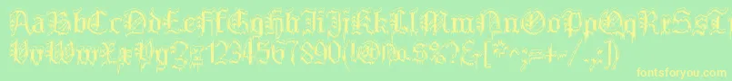Fonte PlymouthrockSnowdusted – fontes amarelas em um fundo verde