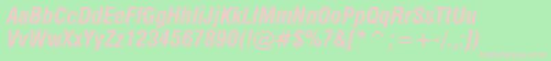 Swiss721BoldCondensedItalicBt Font – Pink Fonts on Green Background