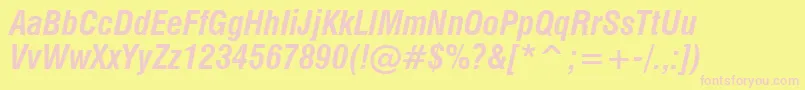 Swiss721BoldCondensedItalicBt-fontti – vaaleanpunaiset fontit keltaisella taustalla