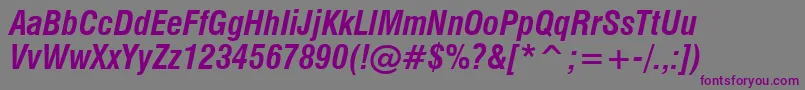 Шрифт Swiss721BoldCondensedItalicBt – фиолетовые шрифты на сером фоне