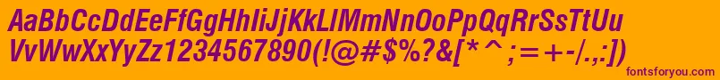 Swiss721BoldCondensedItalicBt Font – Purple Fonts on Orange Background