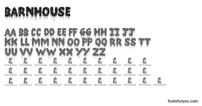 Schriftart BarnHouse – Alphabet, Zahlen, spezielle Symbole
