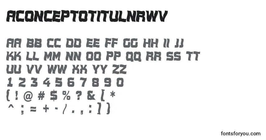 A fonte AConceptotitulnrwv – alfabeto, números, caracteres especiais