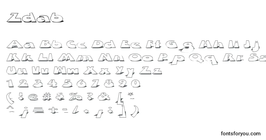Schriftart Zdab – Alphabet, Zahlen, spezielle Symbole
