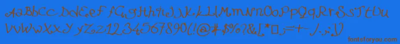 フォントLefuturattendra – 茶色の文字が青い背景にあります。